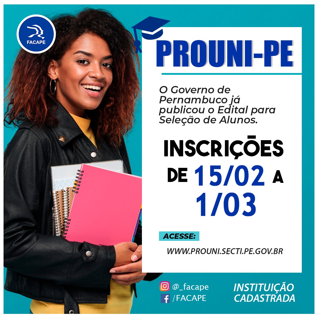 Inscri Es Para Ingressar Na Facape Atrav S Do Prouni Pe Iniciam