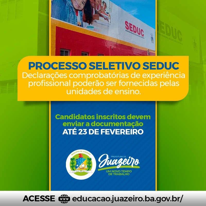 Candidatos Inscritos No Processo Seletivo Da Educação De Juazeiro Poderão Solicitar Declarações 3290