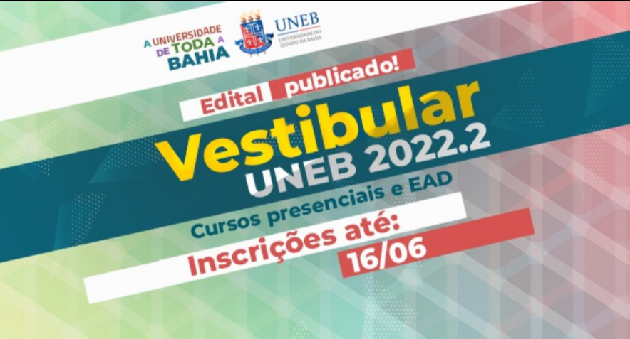 Inscrições para o vestibular UNEB 2022.2  seguem até o dia 16 de junho
