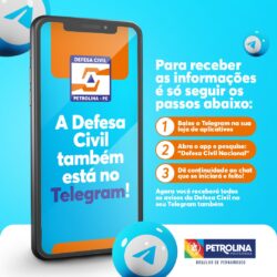 Alertas da Defesa Civil de Petrolina podem ser recebidos via Telegram
