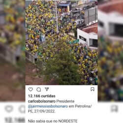 Blefe: Carlos Bolsonaro atribui fotos antigas de manifestação em Vitória-ES a ato de campanha de Bolsonaro em Petrolina-PE