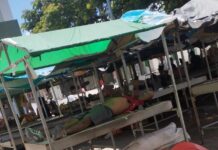 “Como podemos trabalhar assim?”: permissionária flagra pessoas em situação de rua dormindo em bancas da feira do Terminal Urbano de Juazeiro em plena manhã de sábado