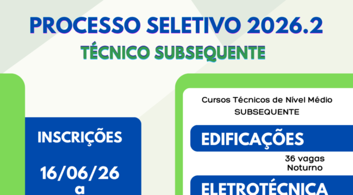 IFSertãoPE: Campus Petrolina abre inscrições para 72 vagas em cursos técnicos subsequentes de Edificações e Eletrotécnica