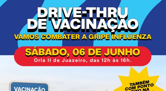 Drive-thru de Vacinação contra a Influenza acontece neste sábado (6) na Orla II de Juazeiro