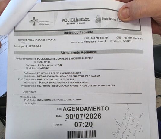 “Esperei quatro meses e, no dia do exame, não tinha profissional para fazer”, desabafa paciente após ter ressonâncias canceladas na Policlínica Regional de Juazeiro; SESAU esclarece