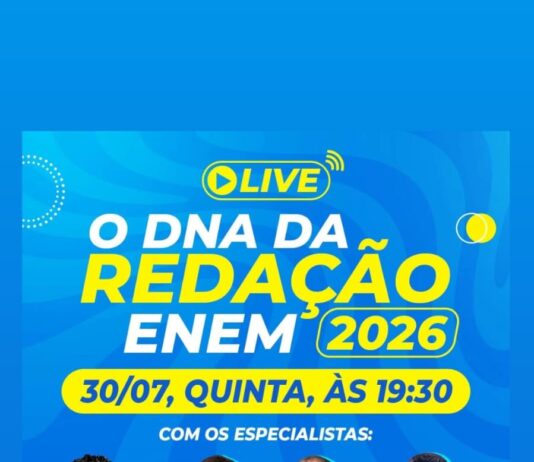 “O DNA da Redação Enem 2026”: Live educativa será realizada nesta quinta-feira (30), às 19h30; veja como participar