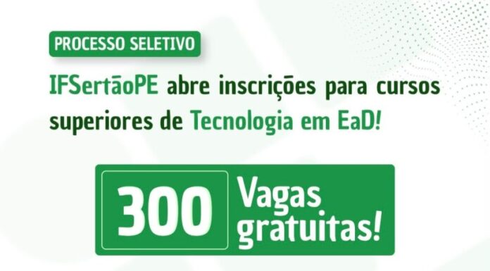 IFSertãoPE abre inscrições para 300 vagas em cursos superiores gratuitos EaD