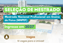 Univasf abre inscrições para seleção da turma 2027 do Mestrado Nacional Profissional em Ensino de Física