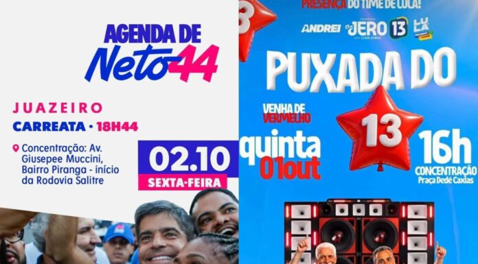 Eleições 2026: Candidatos ao governo da Bahia escolhem Juazeiro para mobilizar a militância e realizar os últimos atos de campanha; confira programação