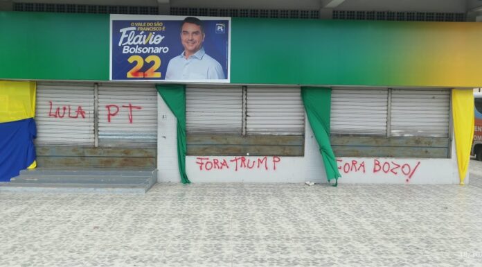 PL denuncia ato de vandalismo no comitê eleitoral do candidato Flávio Bolsonaro em Petrolina